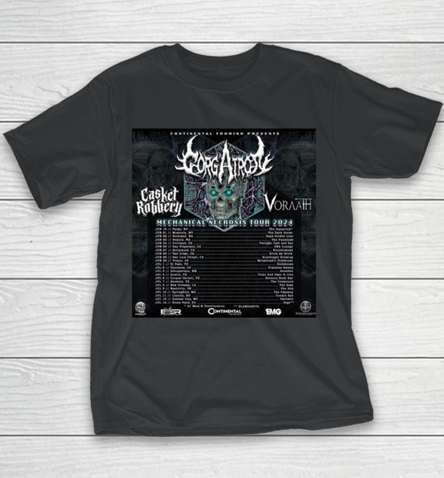 Casket Robbery Us Mechanical Necrosis Tour 2024 Performance Schedule Youth T-Shirt