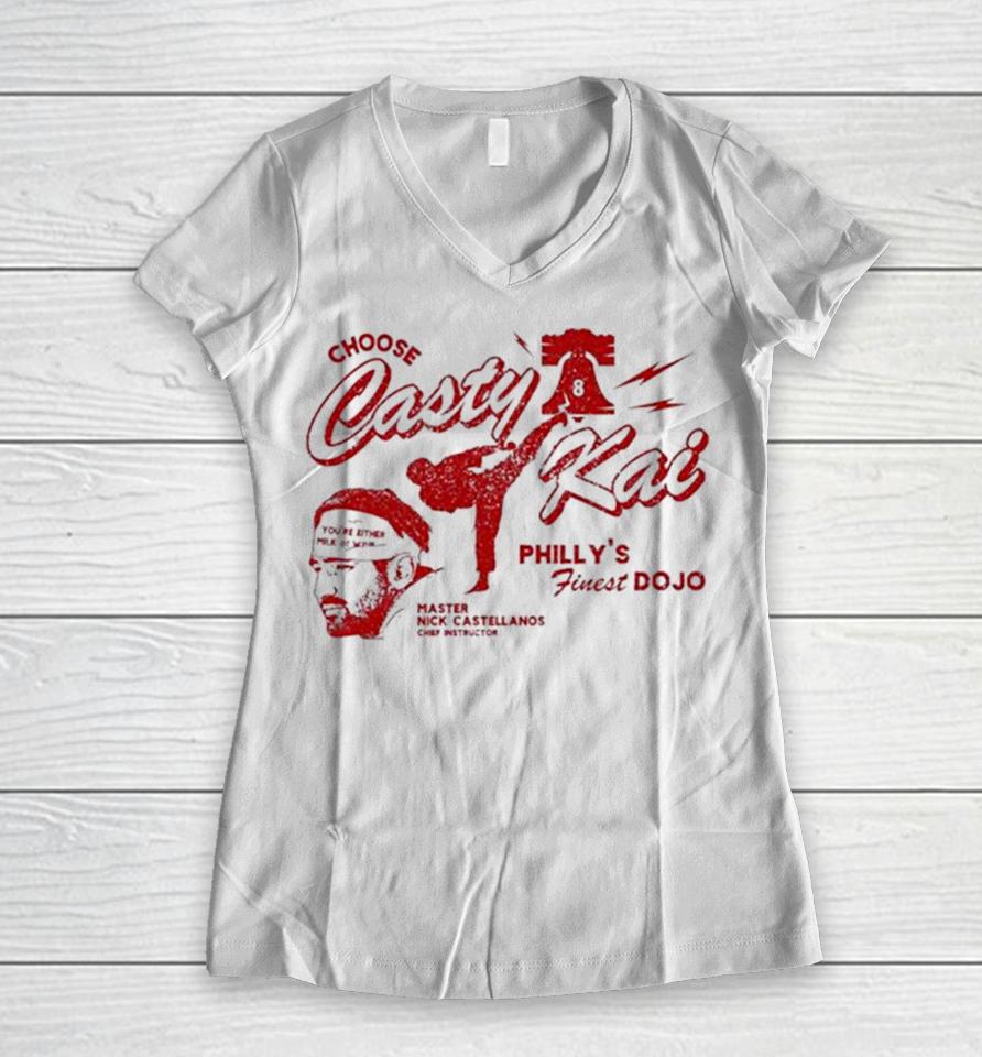 Casty Kai Philly’s Finest Dojo Nick Castellanos Women V-Neck T-Shirt