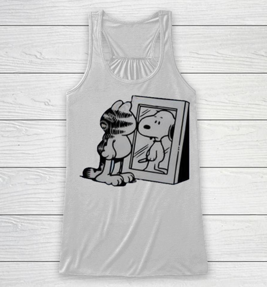 Cat And Dog Mirror Garfield And Snoopy Racerback Tank