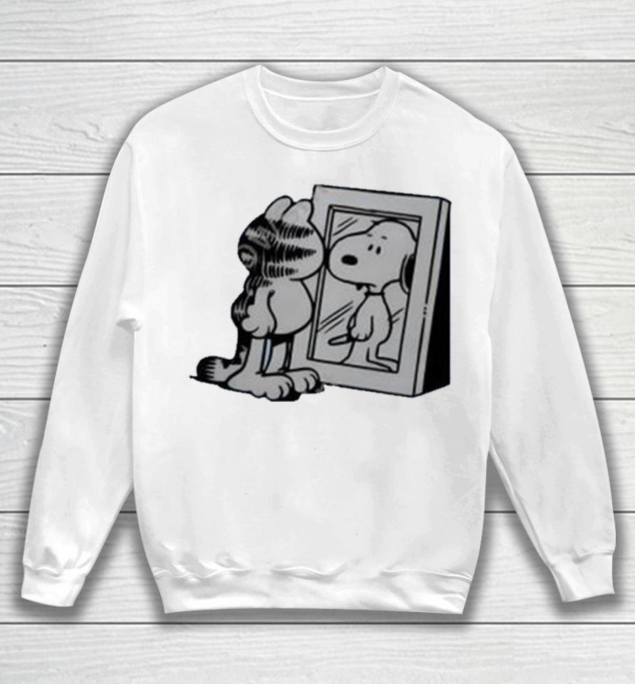 Cat And Dog Mirror Garfield And Snoopy Sweatshirt