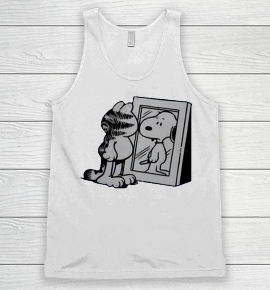 Cat And Dog Mirror Garfield And Snoopy Unisex Tank Top
