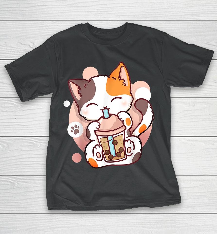 Cat Boba Tea Bubble Tea Anime Kawaii Neko T-Shirt
