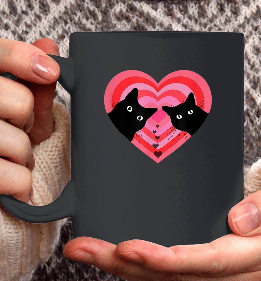 Cat Couple Retro Vintage Black Cat Valentine's Day Coffee Mug