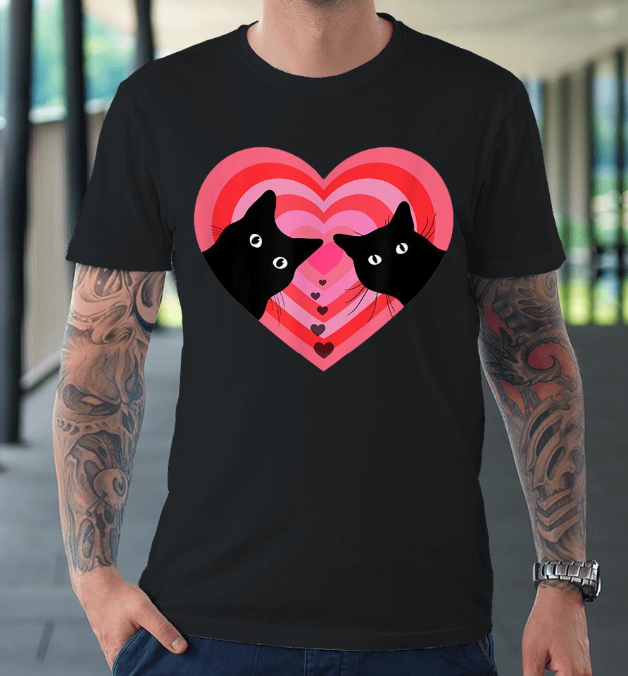 Cat Couple Retro Vintage Black Cat Valentine's Day Premium T-Shirt