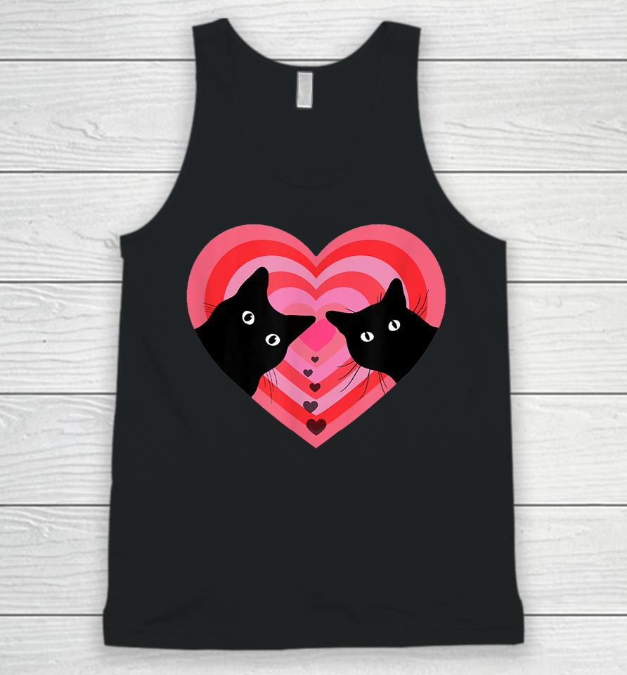 Cat Couple Retro Vintage Black Cat Valentine's Day Unisex Tank Top