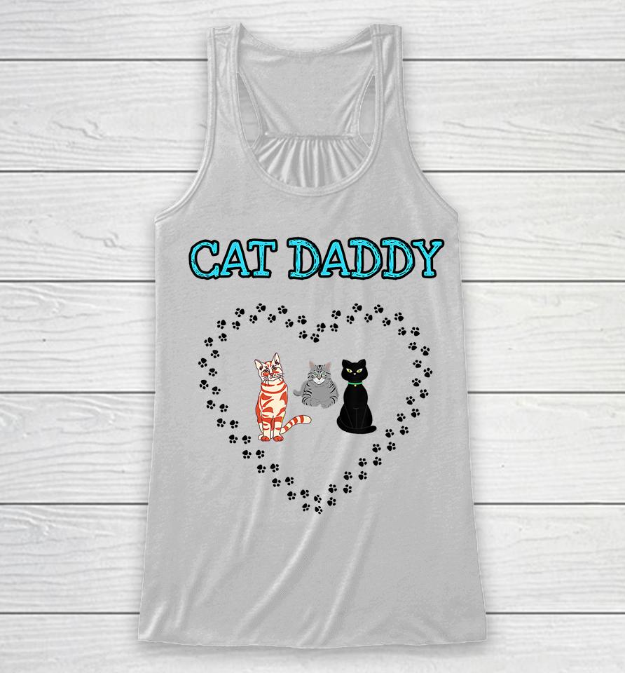 Cat Daddy Heart Three Cats Lovers Racerback Tank