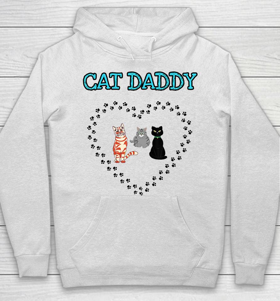 Cat Daddy Heart Three Cats Lovers Hoodie
