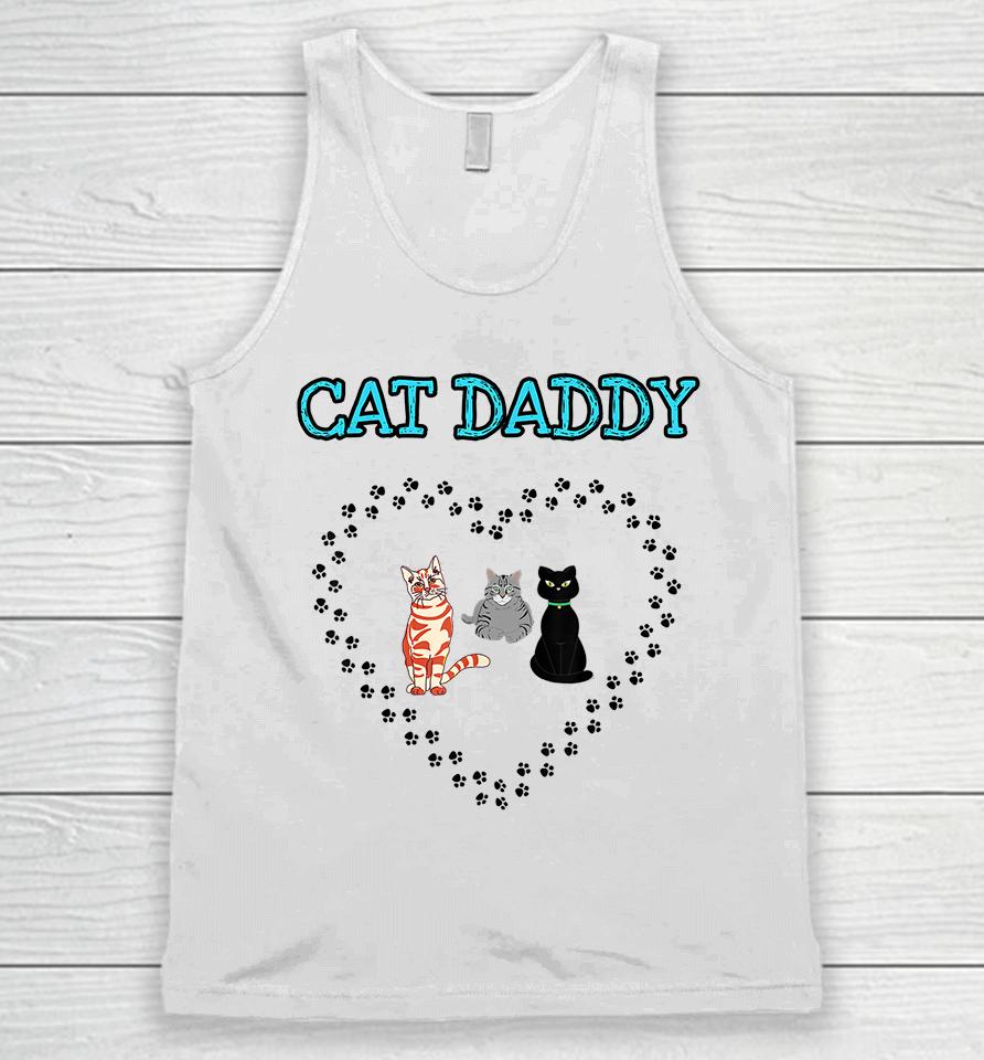 Cat Daddy Heart Three Cats Lovers Unisex Tank Top