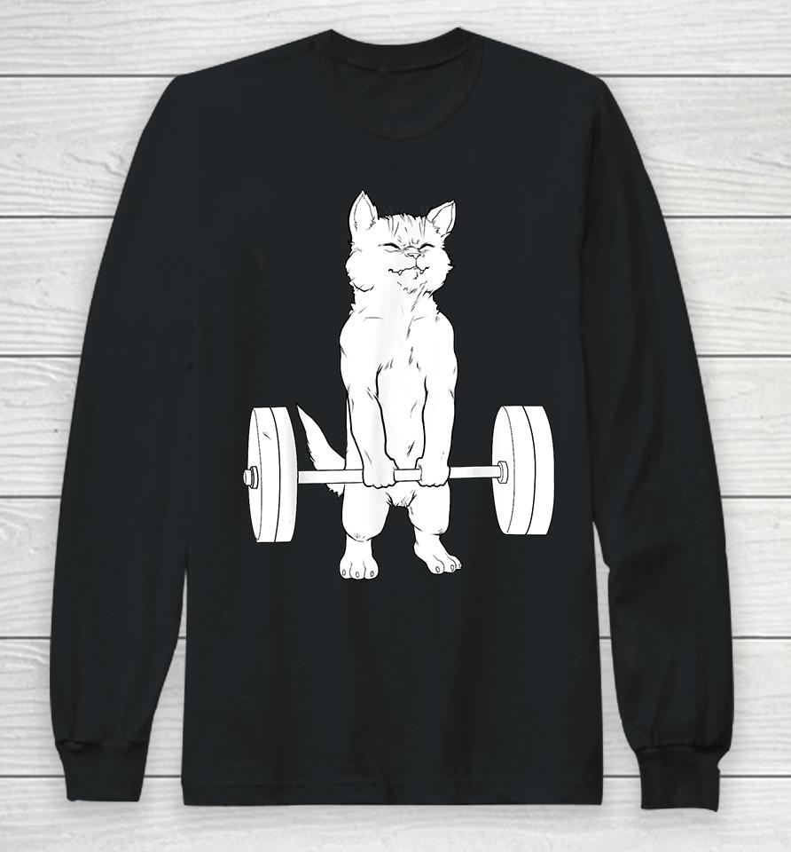 Cat Deadlift Powerlifting Long Sleeve T-Shirt