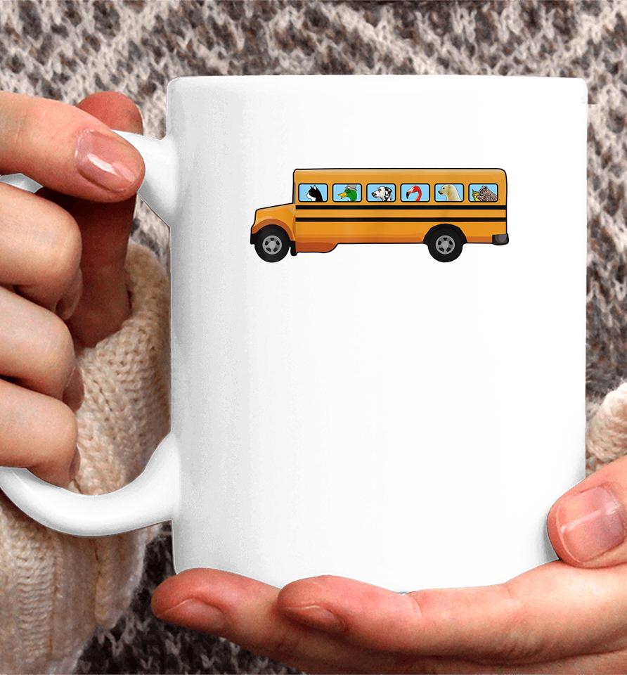 Cat Dog And Duck In A School Bus Funny Coffee Mug