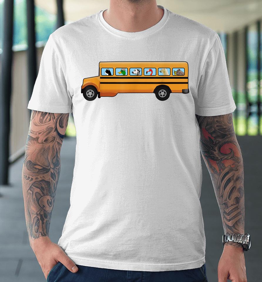 Cat Dog And Duck In A School Bus Funny Premium T-Shirt