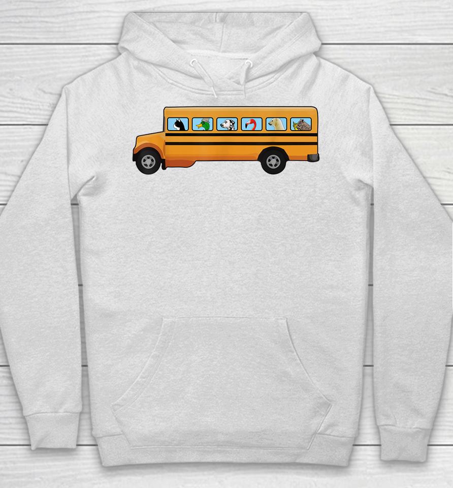 Cat Dog And Duck In A School Bus Funny Hoodie