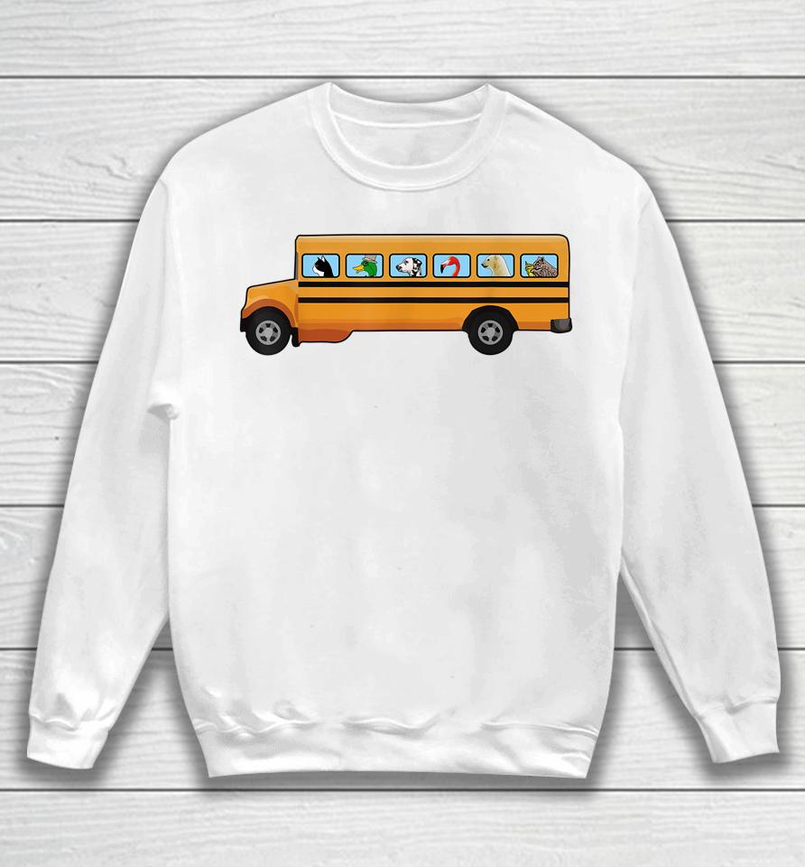 Cat Dog And Duck In A School Bus Funny Sweatshirt
