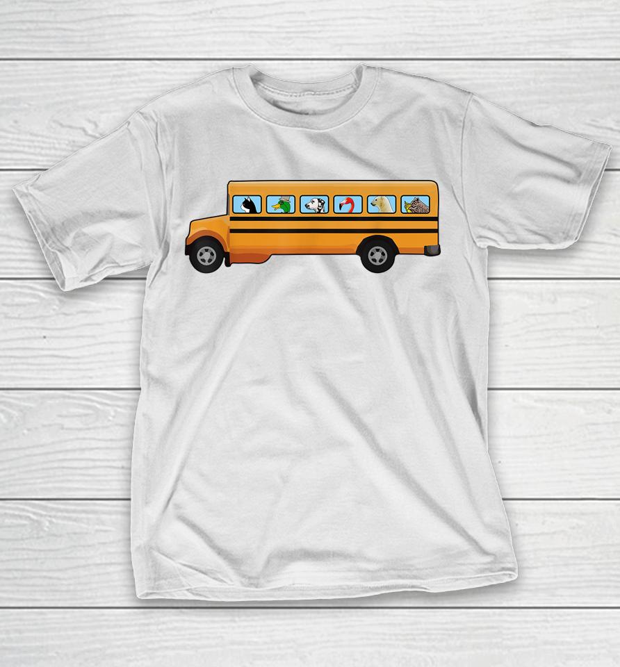 Cat Dog And Duck In A School Bus Funny T-Shirt