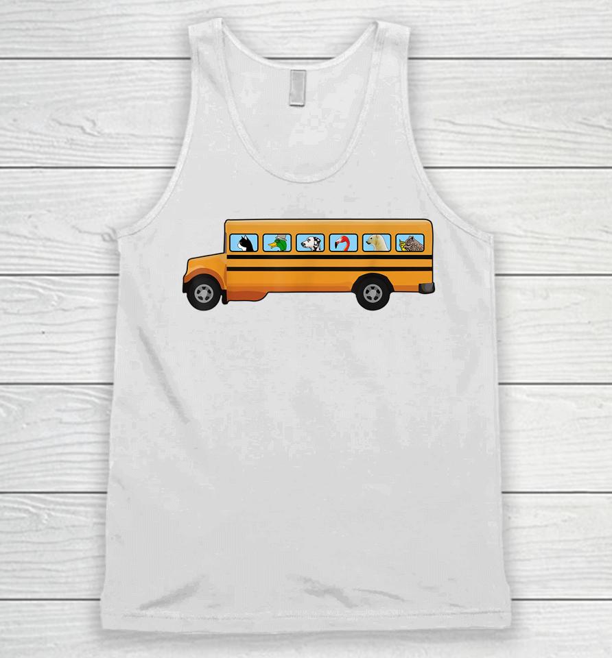 Cat Dog And Duck In A School Bus Funny Unisex Tank Top