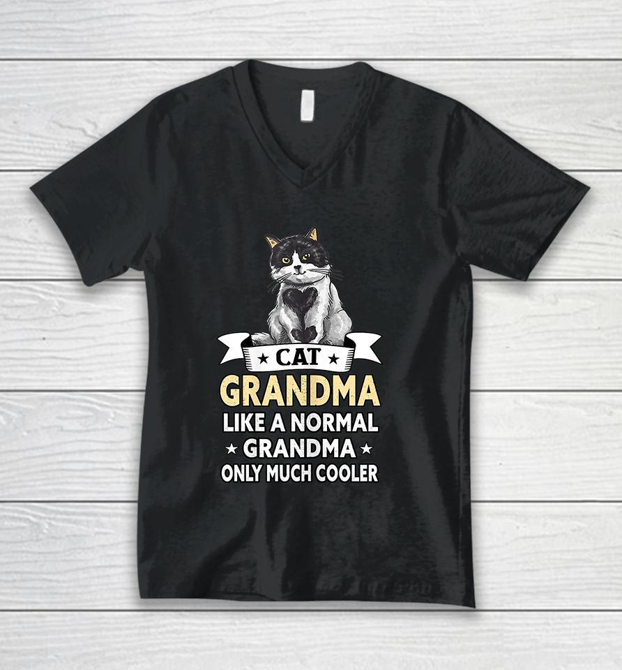 Cat Grandma Like A Normal Grandma Only Much Cooler Unisex V-Neck T-Shirt
