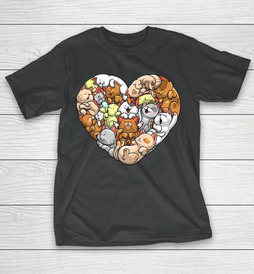 Cat Heart Valentine Day Cat Lover Kitten T-Shirt