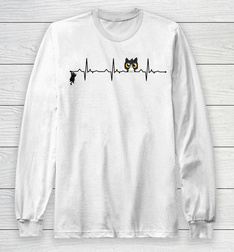 Cat Heartbeat Kitten Graphic Long Sleeve T-Shirt