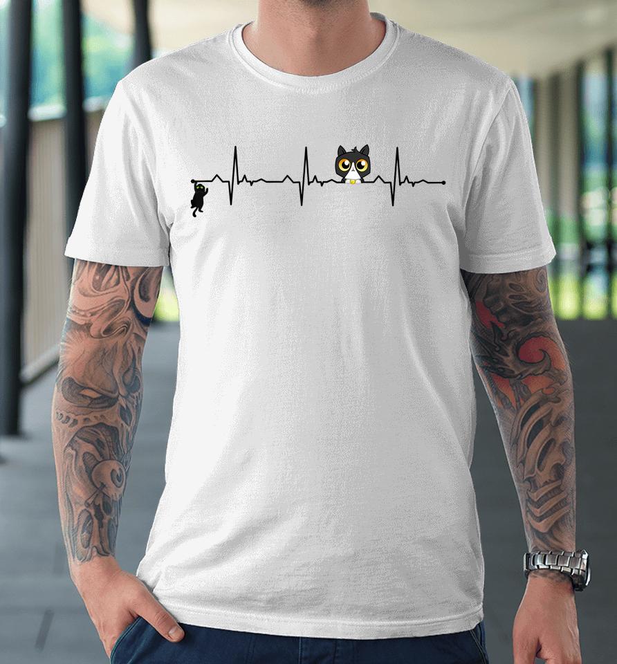 Cat Heartbeat Kitten Graphic Premium T-Shirt