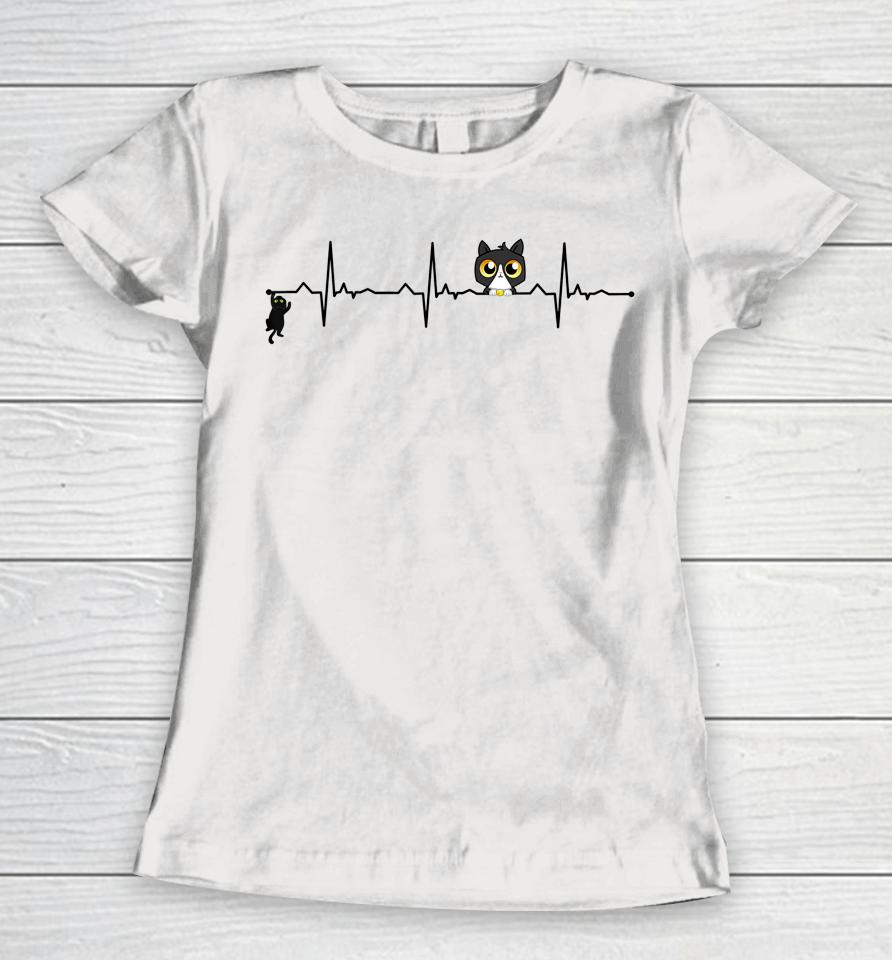 Cat Heartbeat Kitten Graphic Women T-Shirt