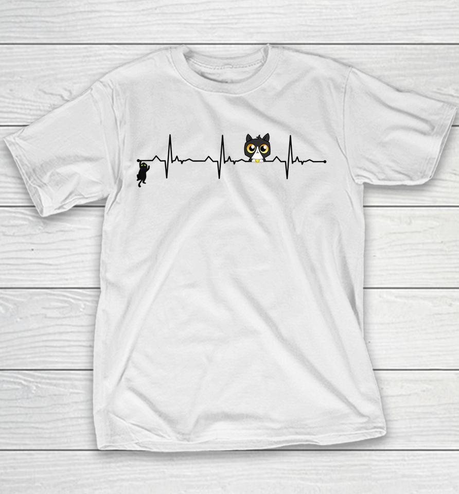 Cat Heartbeat Kitten Graphic Youth T-Shirt