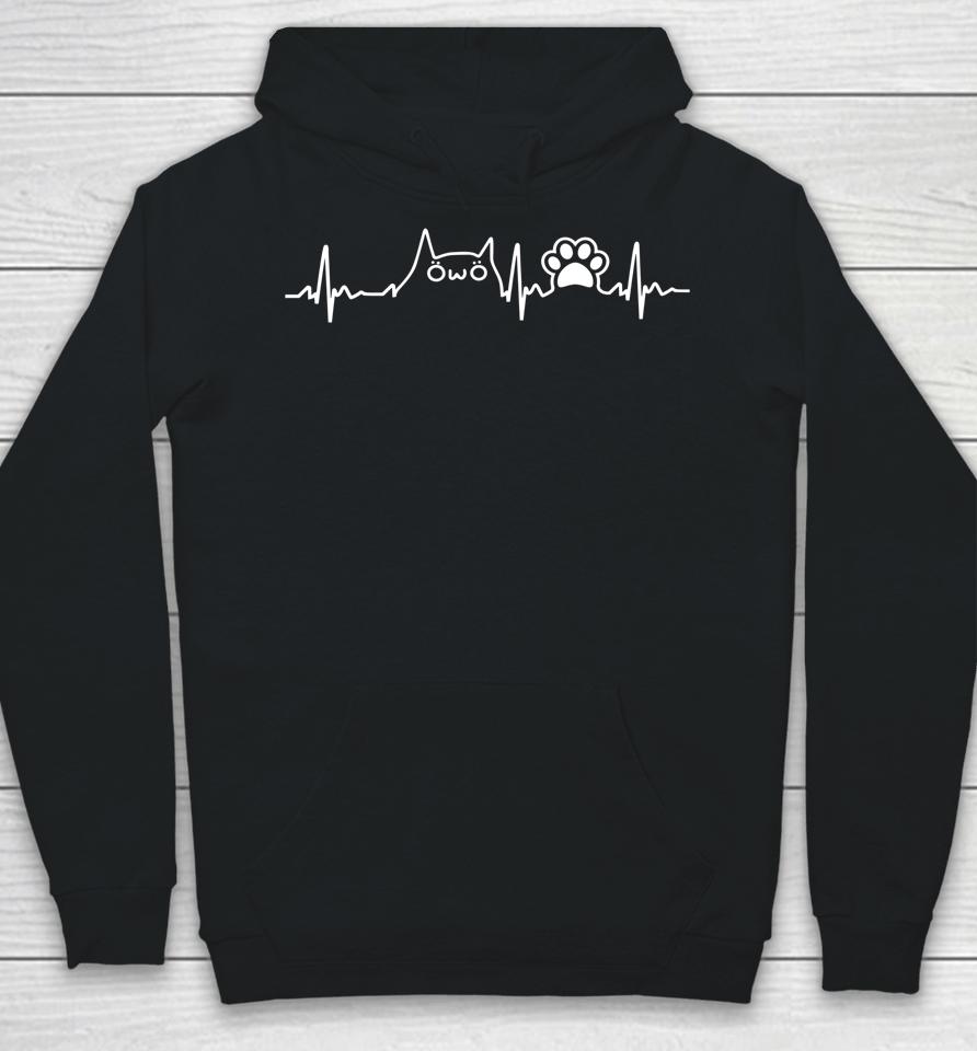 Cat Heartbeat Love Cats Funny Cat Lover, Cat Dad, Cat Mom Hoodie