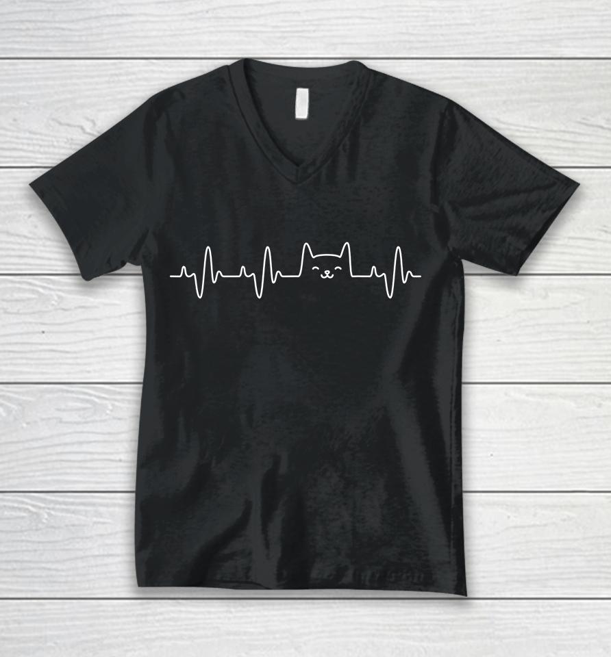 Cat Heartbeat Unisex V-Neck T-Shirt