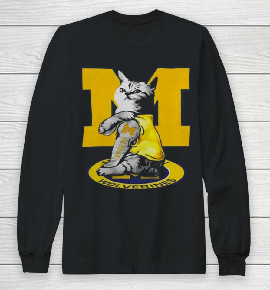 Cat I Love Michigan Wolverines 2024 Long Sleeve T-Shirt