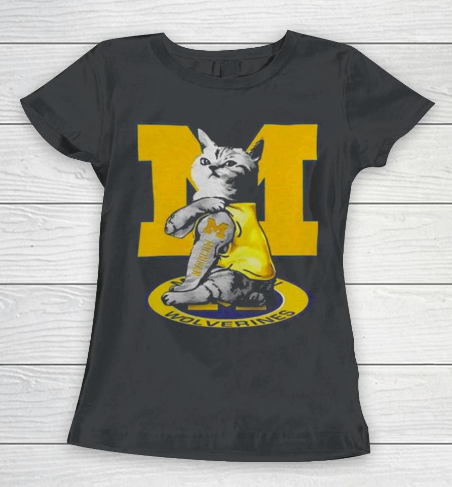 Cat I Love Michigan Wolverines 2024 Women T-Shirt