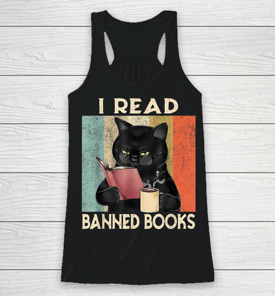 Cat I Read Banned Books Racerback Tank