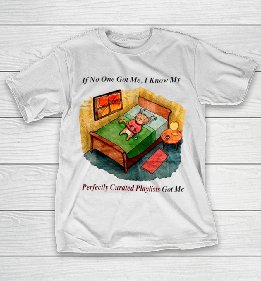 Cat If No One Got Me I Know My Perfectly Curated Playlists Got Me T-Shirt