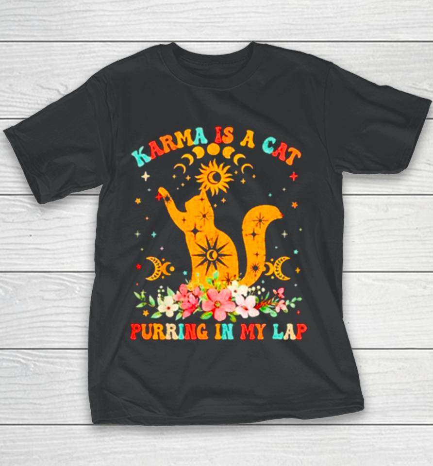 Cat Karma Is A Cat Purring In My Lap Youth T-Shirt