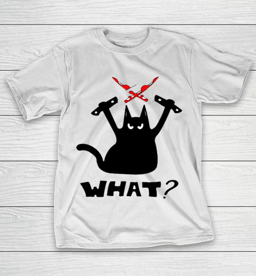 Cat Knife Merry Christmas Black Cat K T-Shirt