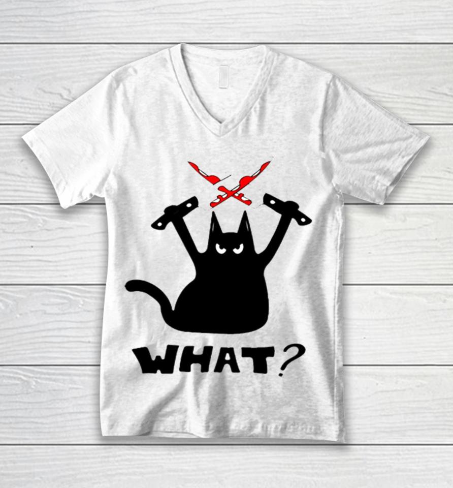 Cat Knife Merry Christmas Black Cat K Unisex V-Neck T-Shirt