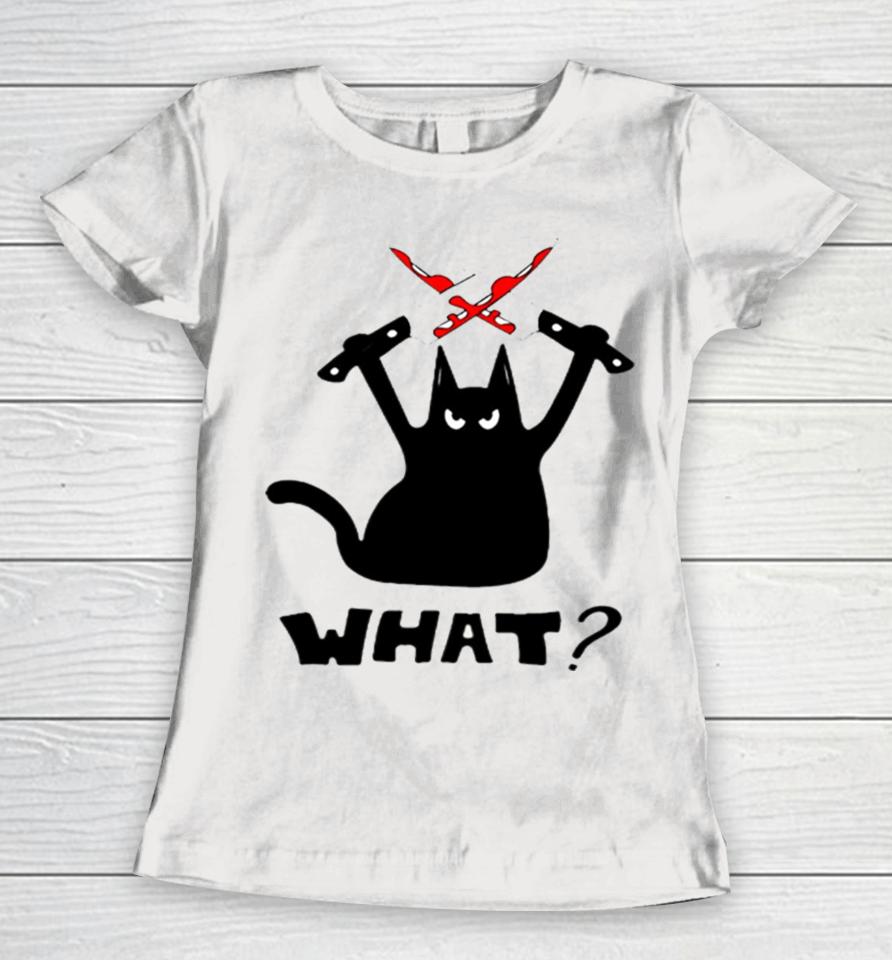 Cat Knife Merry Christmas Black Cat K Women T-Shirt