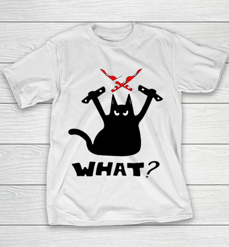 Cat Knife Merry Christmas Black Cat K Youth T-Shirt