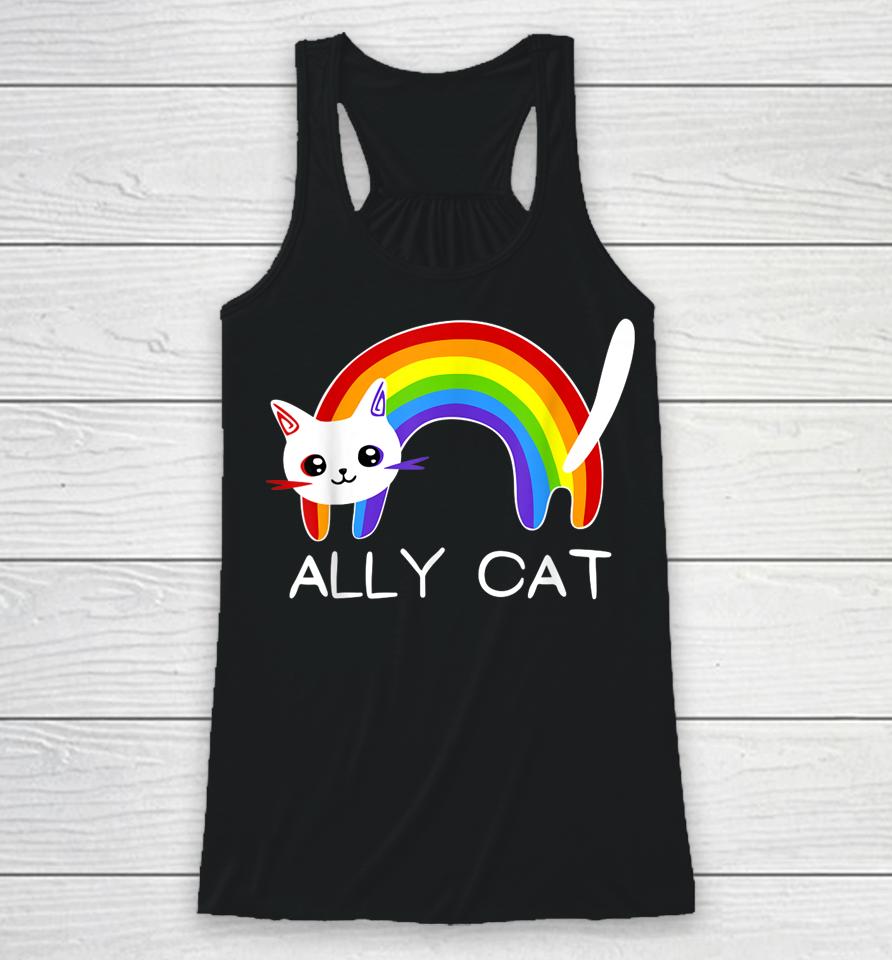 Cat Lgbt Rainbow Flag Gay Pride Month Racerback Tank