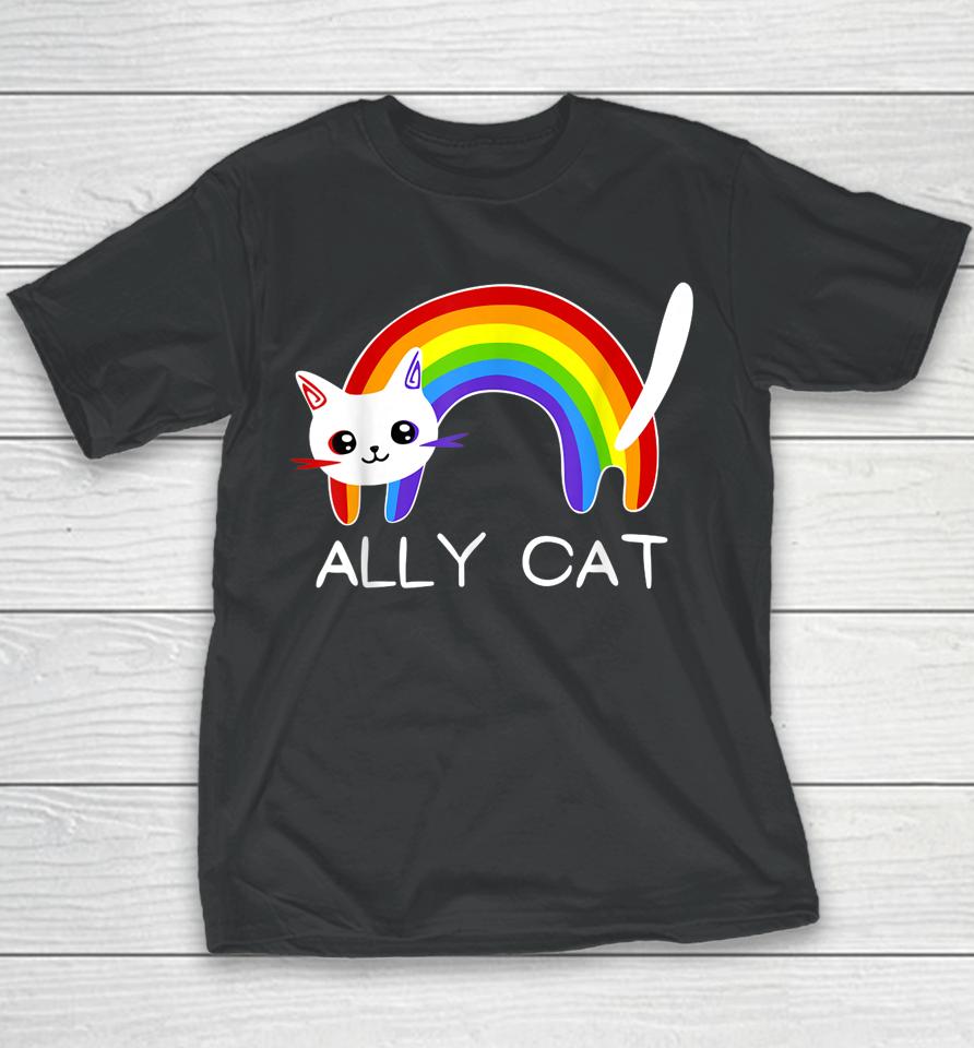 Cat Lgbt Rainbow Flag Gay Pride Month Youth T-Shirt