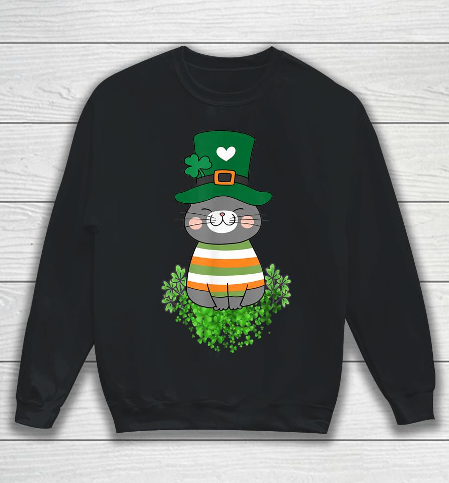 Cat Lover Shamrock St Patrick's Day Sweatshirt