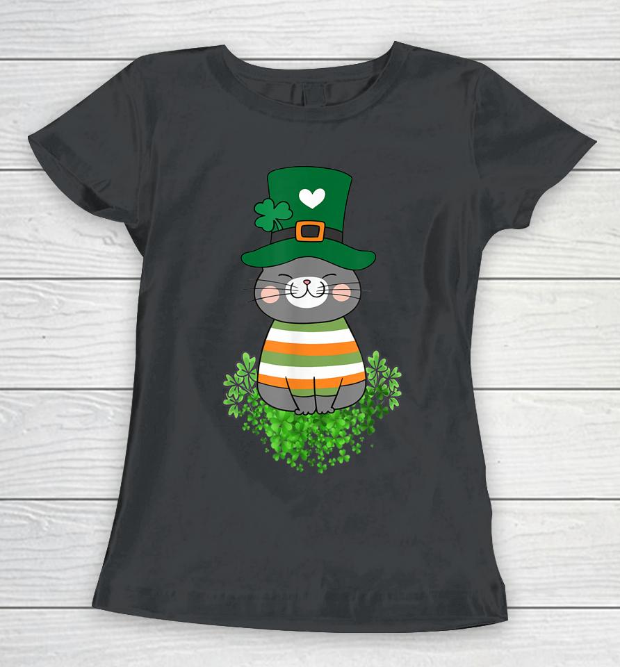 Cat Lover Shamrock St Patrick's Day Women T-Shirt