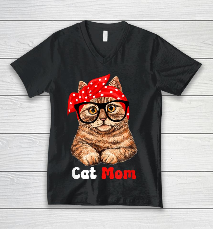 Cat Mom Funny Cat Mom Cat Lover Mother's Day Mom Mother Gift Unisex V-Neck T-Shirt