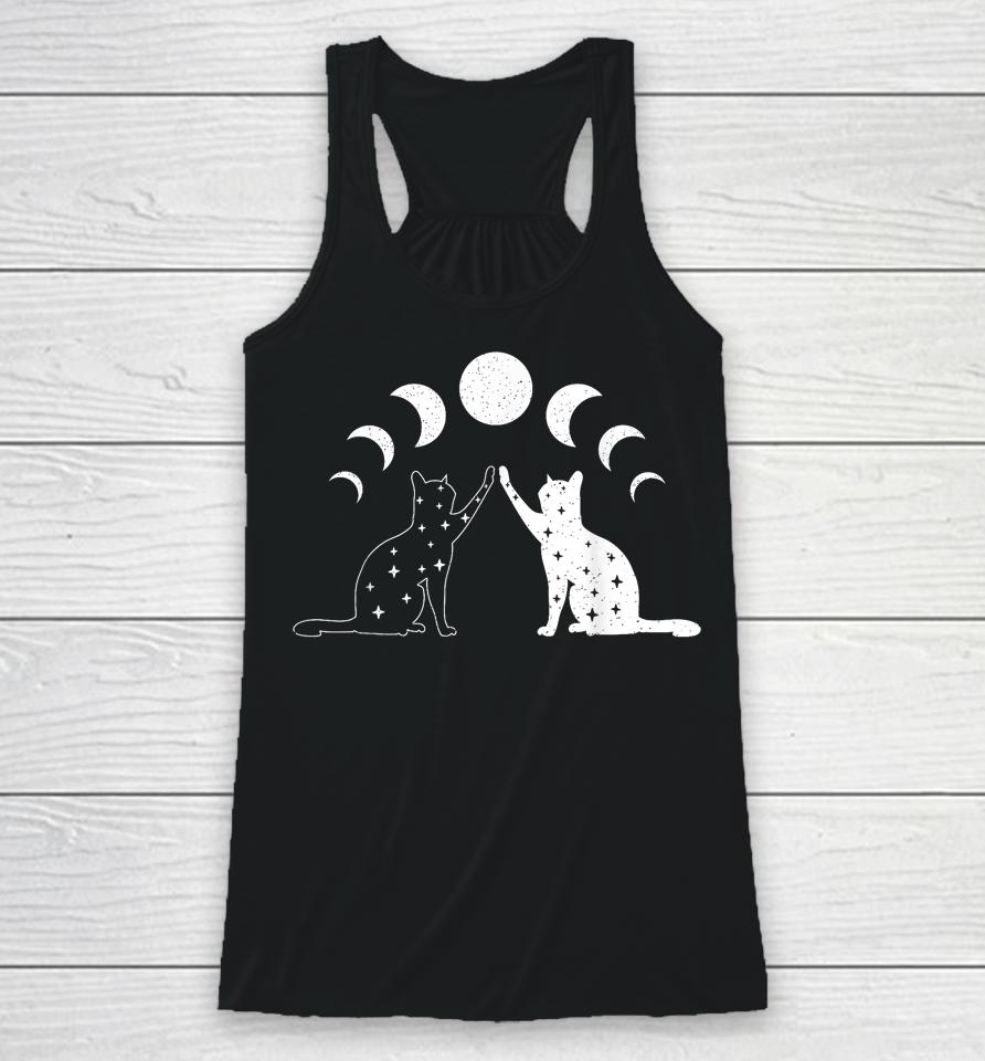 Cat Moon Vintage Witchy Cat Lovers And Celestial Enthusiasts Racerback Tank