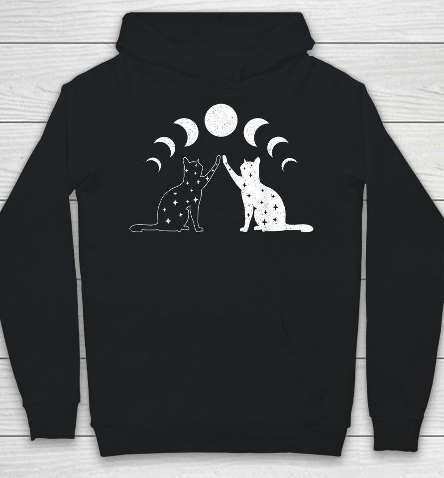 Cat Moon Vintage Witchy Cat Lovers And Celestial Enthusiasts Hoodie