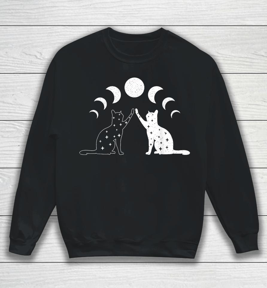 Cat Moon Vintage Witchy Cat Lovers And Celestial Enthusiasts Sweatshirt