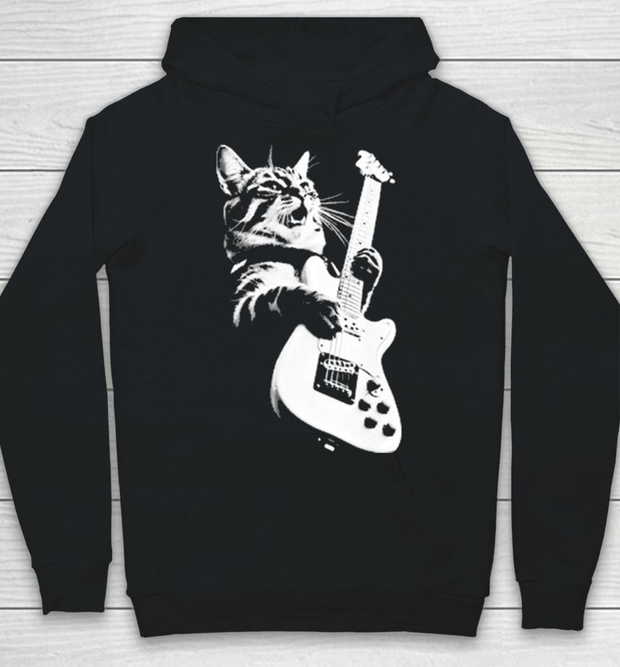 Cat Playing Guitar Kitten Plays Guitarist Rockstar Hoodie