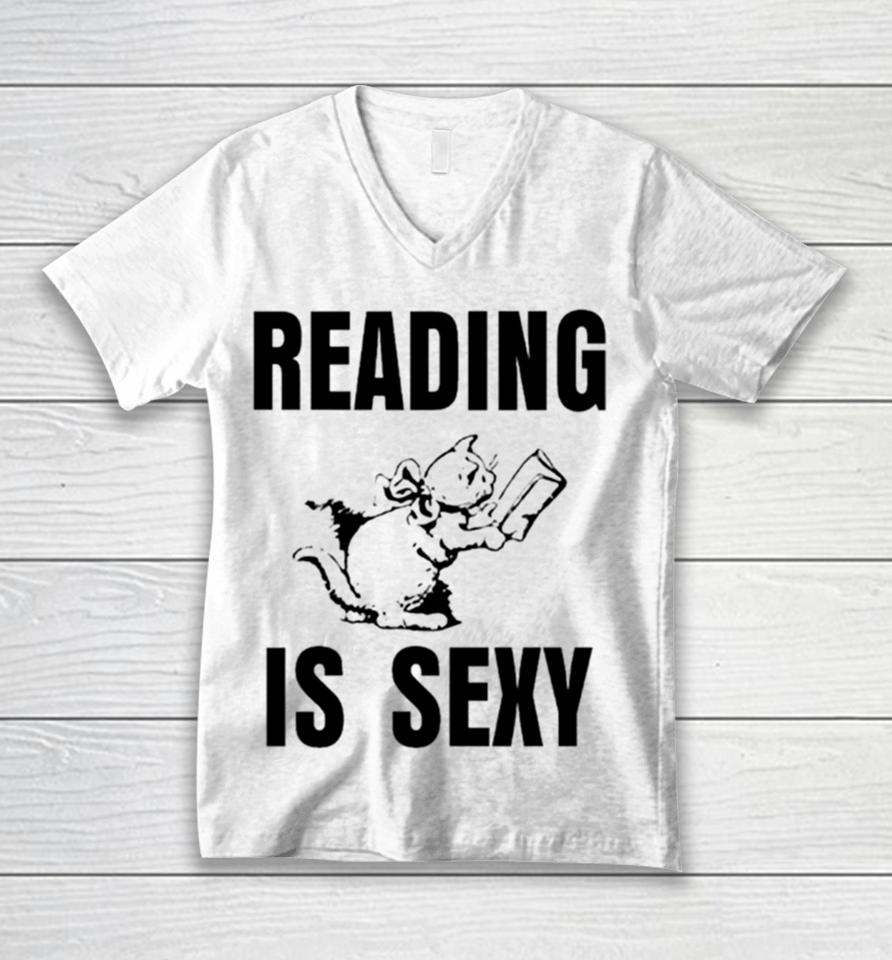 Cat Reading Is Sexy Unisex V-Neck T-Shirt