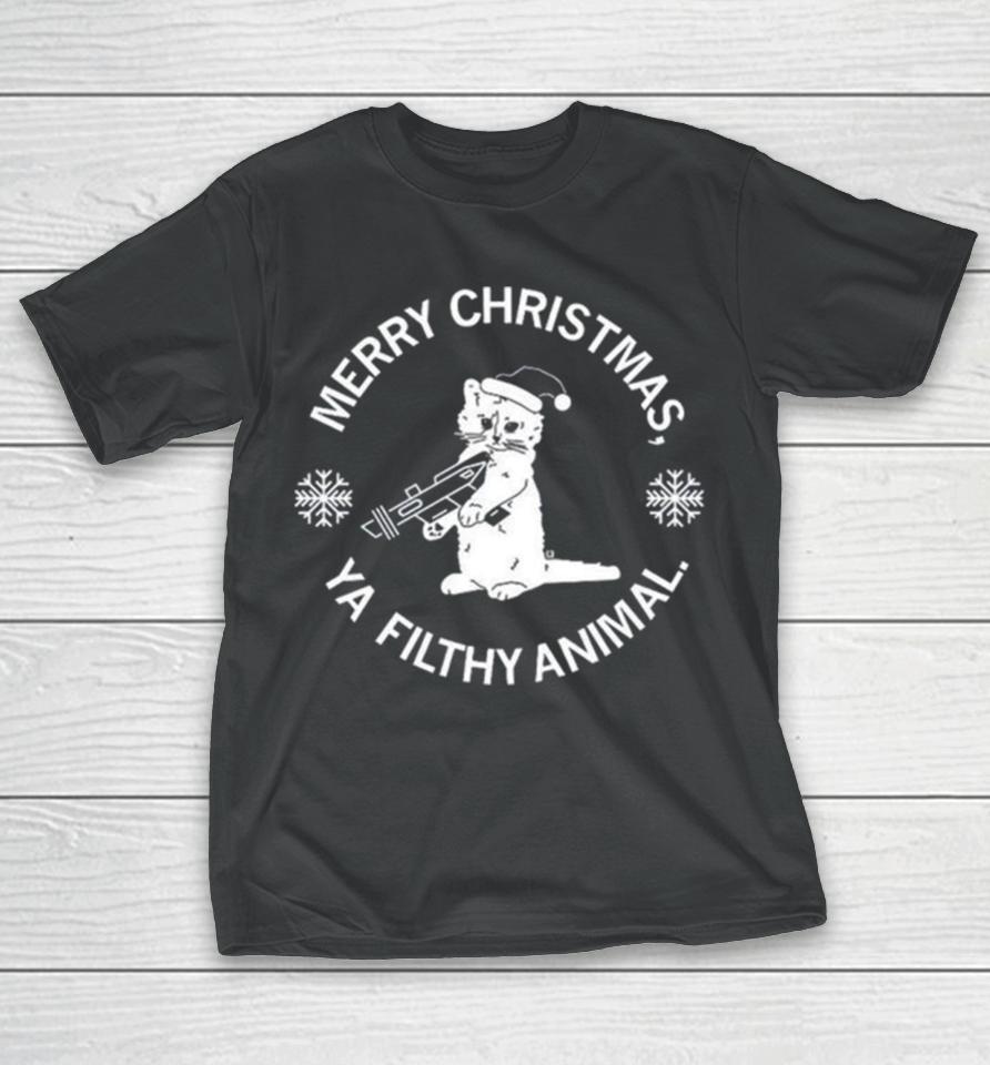 Cat Santa Merry Christmas Ya Filthy Animal T-Shirt