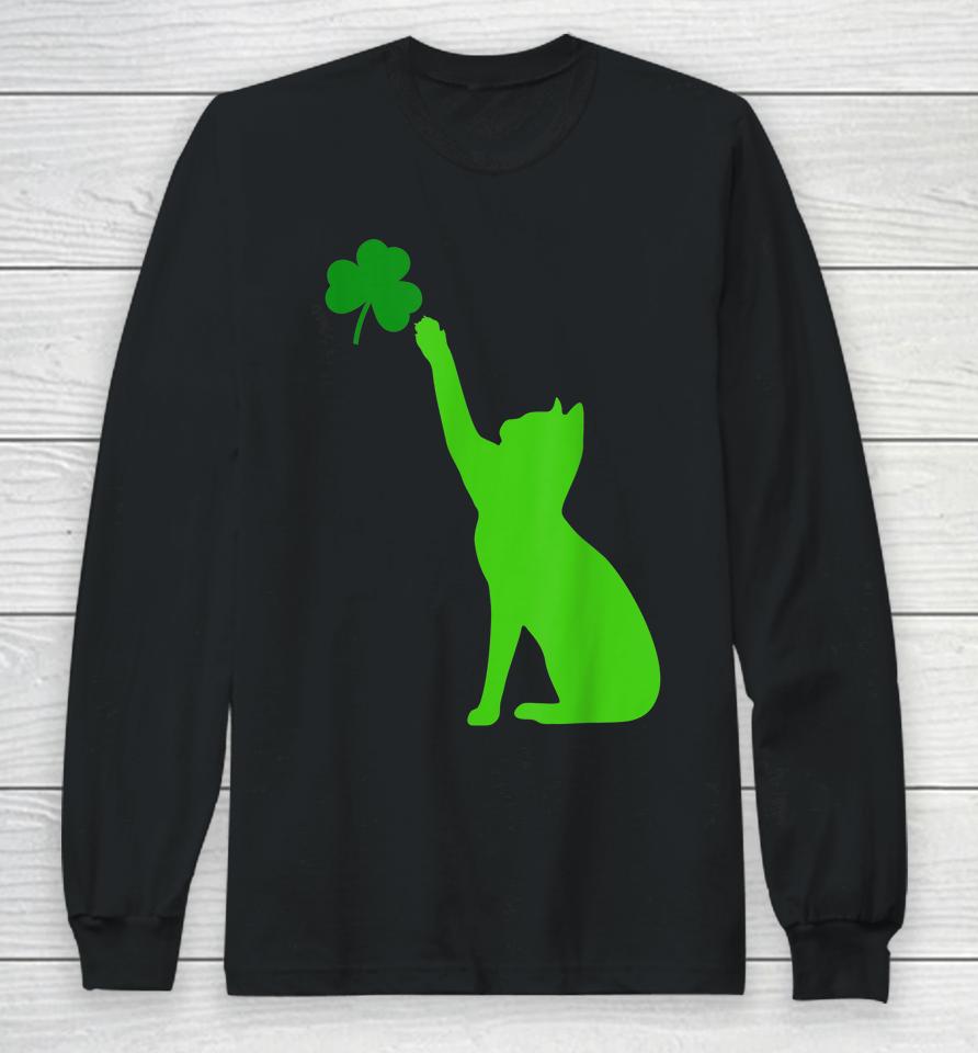 Cat Shamrock Saint Patrick's Day Long Sleeve T-Shirt