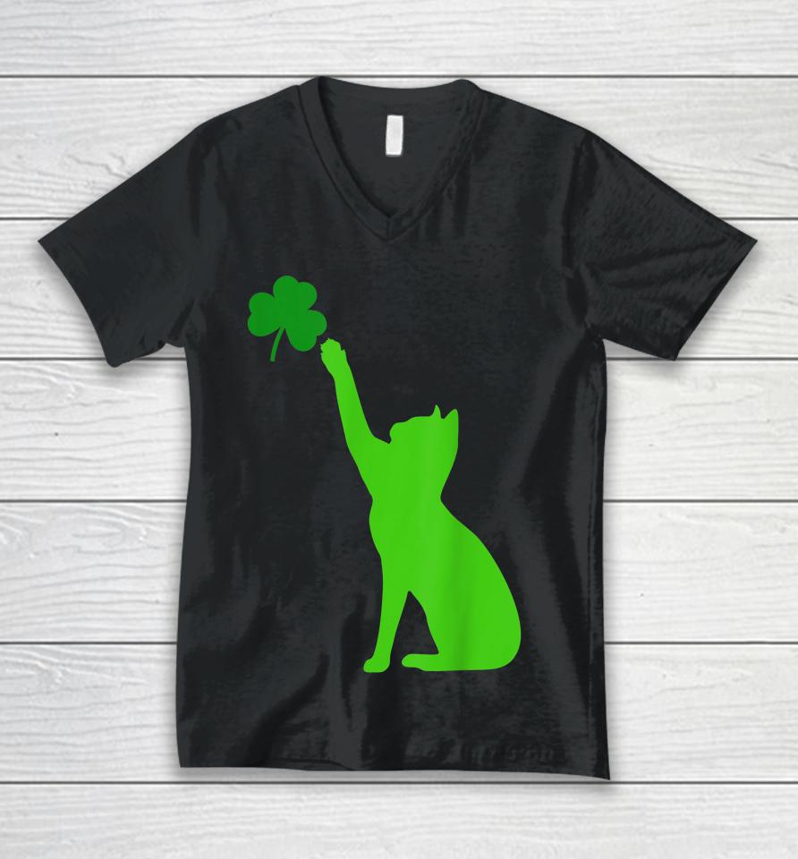 Cat Shamrock Saint Patrick's Day Unisex V-Neck T-Shirt