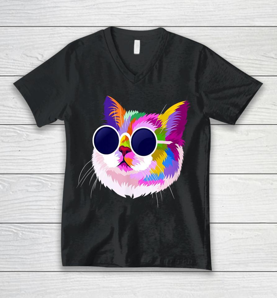 Cat Shirt Funny Cat Gift Women Tees Mens Girls Boys Unisex V-Neck T-Shirt
